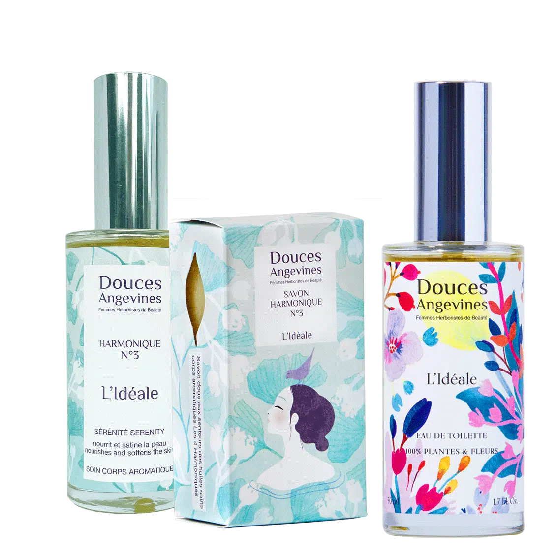 Trio L'Idéale Eau de toilette bio, savon bio et fluide corps nourrissant bio